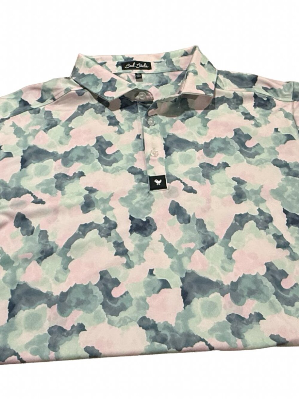 Bad Birdie Golf Polo Shirt Mens XL Soft Pastel Watercolor Camo Stretch
